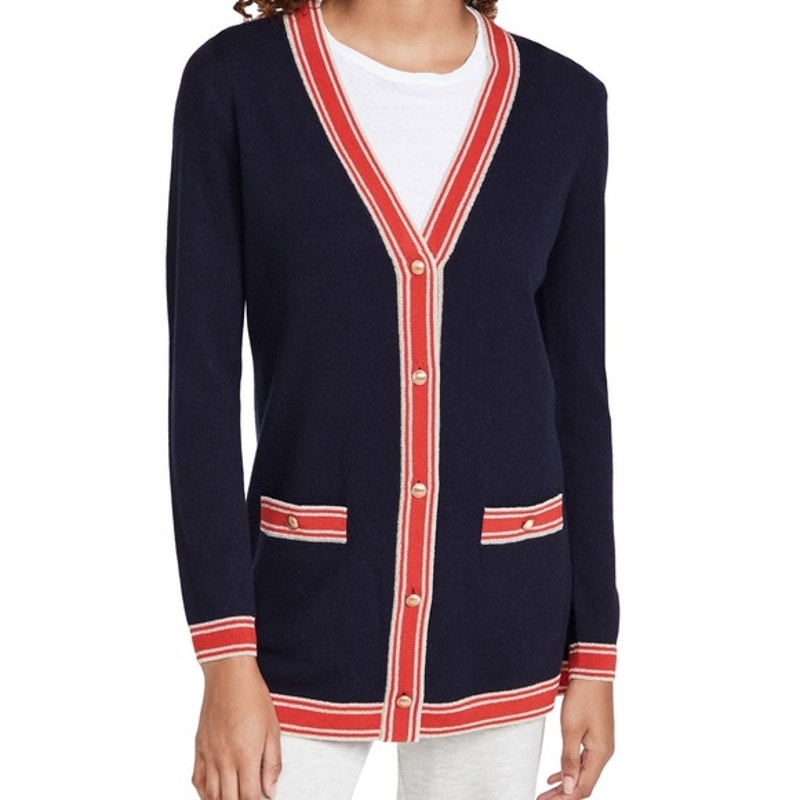 L’agence Nwt Ariel Wool Cashmere Cardigan *Missing Button* Size Xs Metallic Trim